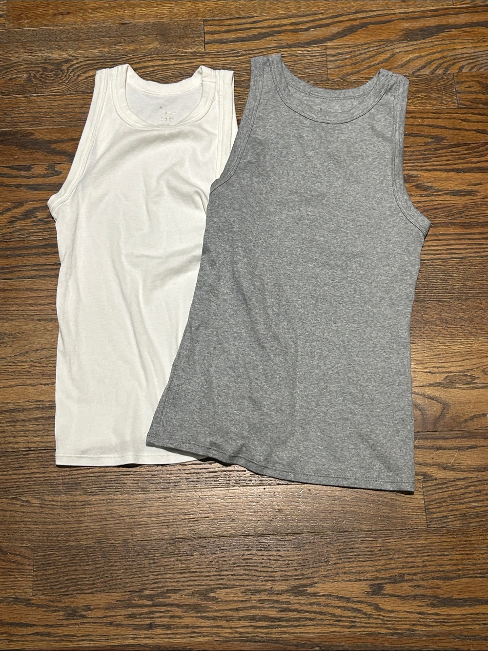 1 Classic Ribbed Tank Tops - White & Gray